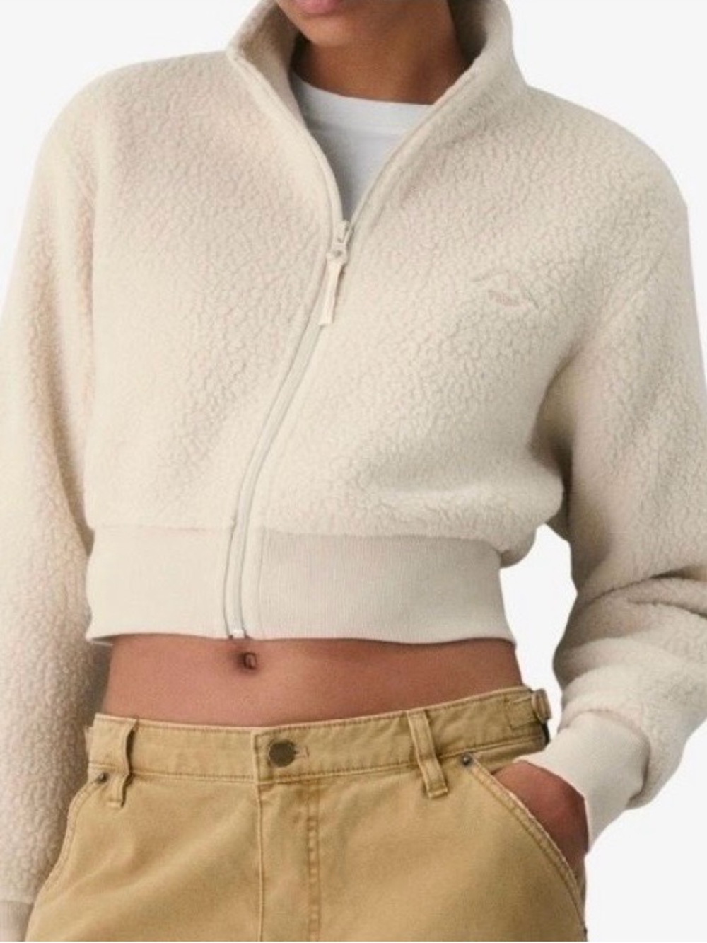 Aritzia Tna Polartec Thermal Pro Mockneck Waist Zip-Up Jacket